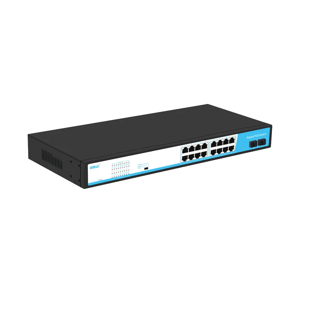Горячая Распродажа хорошая цена без задержки VLAN 250m 2 SFP волоконный гигабитный стандарт Uplink 48 В PoE коммутатор 16