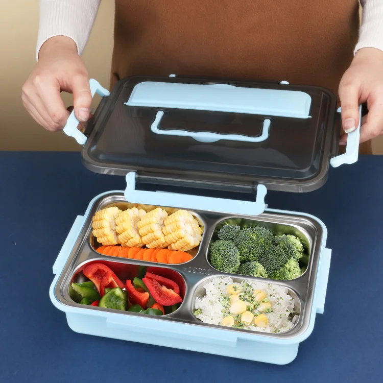 304 stainless steel lunch box student creative compartment lunch box student office worker can heat lunch box tableware