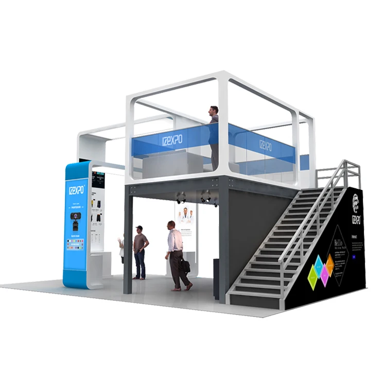 Izexpo Exhibition Stand Booth Quick Build Wooden Stall Modular Trade Show Stand Custom 2 Floor Exhibition Booth