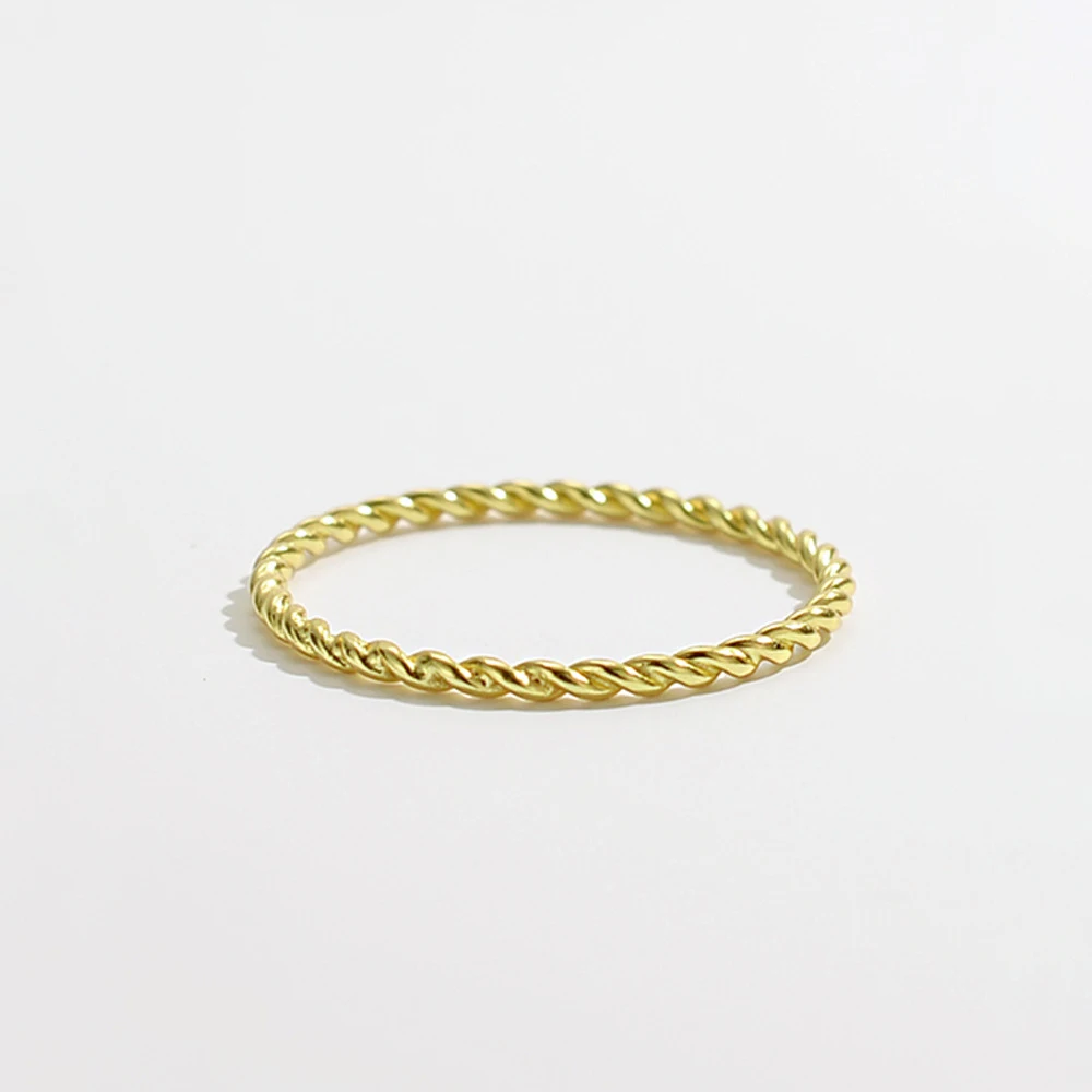 twist rope pinky ring tail finger 925 sterling silver stackable ring