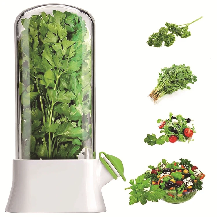 Fresh Herb Keeper for Refrigerator-Space-Saving Cilantro Container for Fridge - Herb Saver for Cilantro, Mint & Asparagus