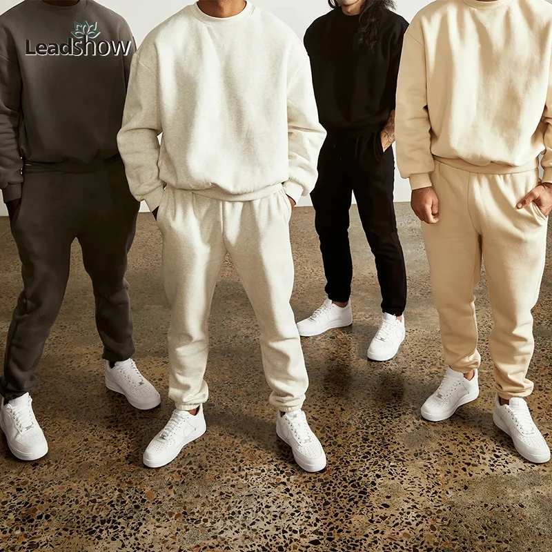 Wholesale Custom High Quality 100% Cotton Plain Fleece sweatshirt Oversized Sweat Suits And Jogging Sport Sweatpants Suit Unisex