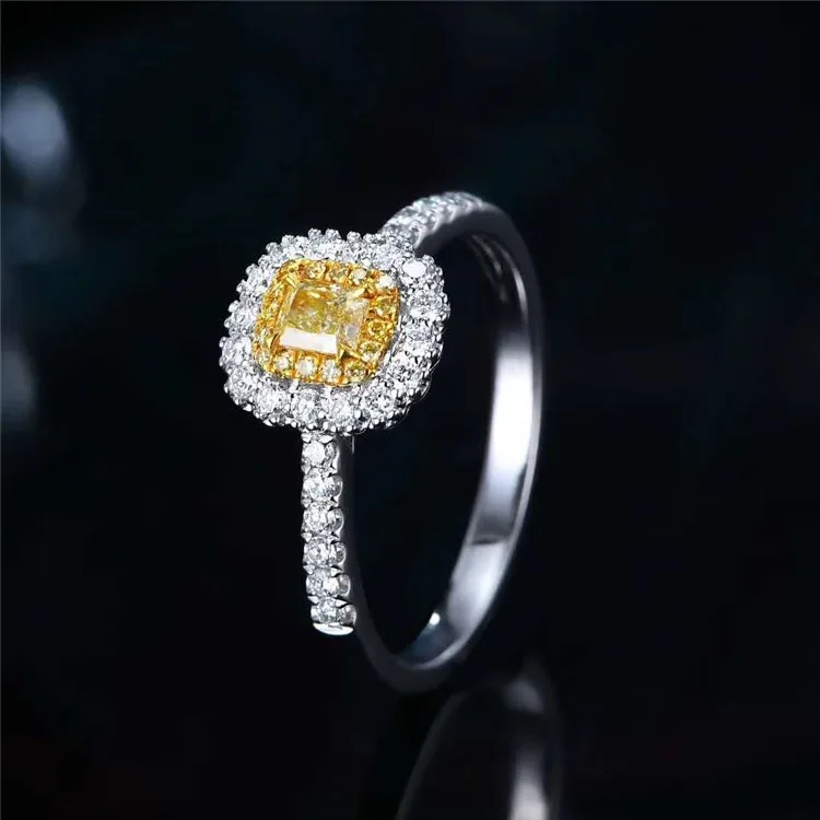 
hot sale SGARIT natural diamond ring jewelry 18k gold 1ct VS natural yellow diamond ring for women wedding engagement 
