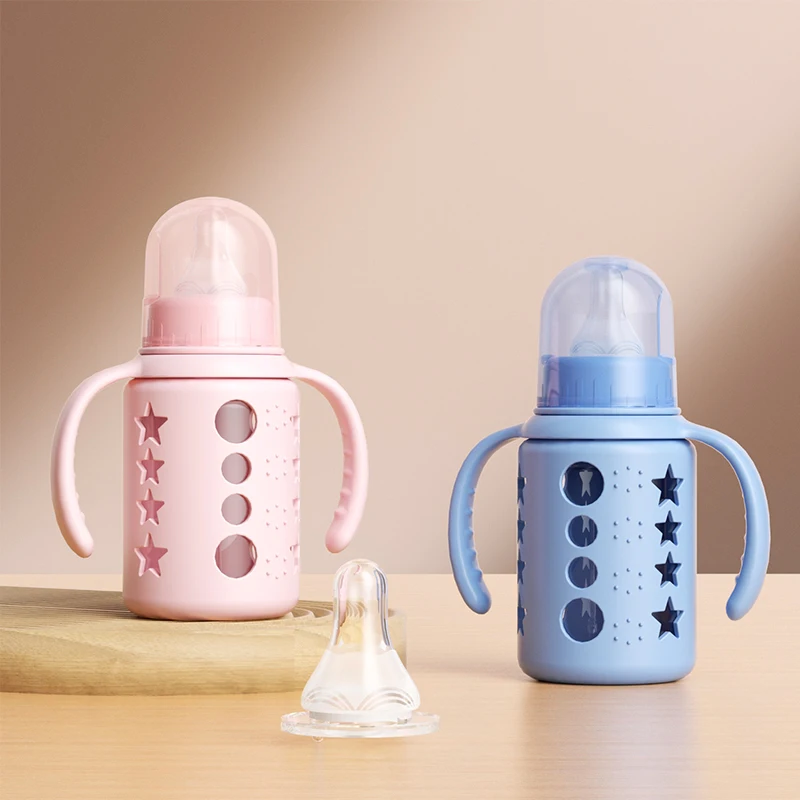 Новое поступление 120 мл стеклянная Детская Бутылочка для молока с защитой от падения и ожогов детская бутылочка кормления