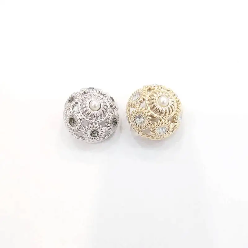 Faux Pearl Buttons Flat Back Flower Rhinestone Buttons for Jewelry Making DIY Craft Wedding Party Home Decoration Hair Accessor