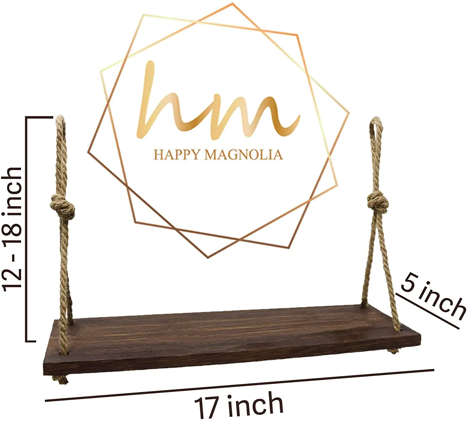 Lace Wood Hanging Farmhouse Rope Shelf Triangle Floating Wood Shelf Plant Wood Shelf