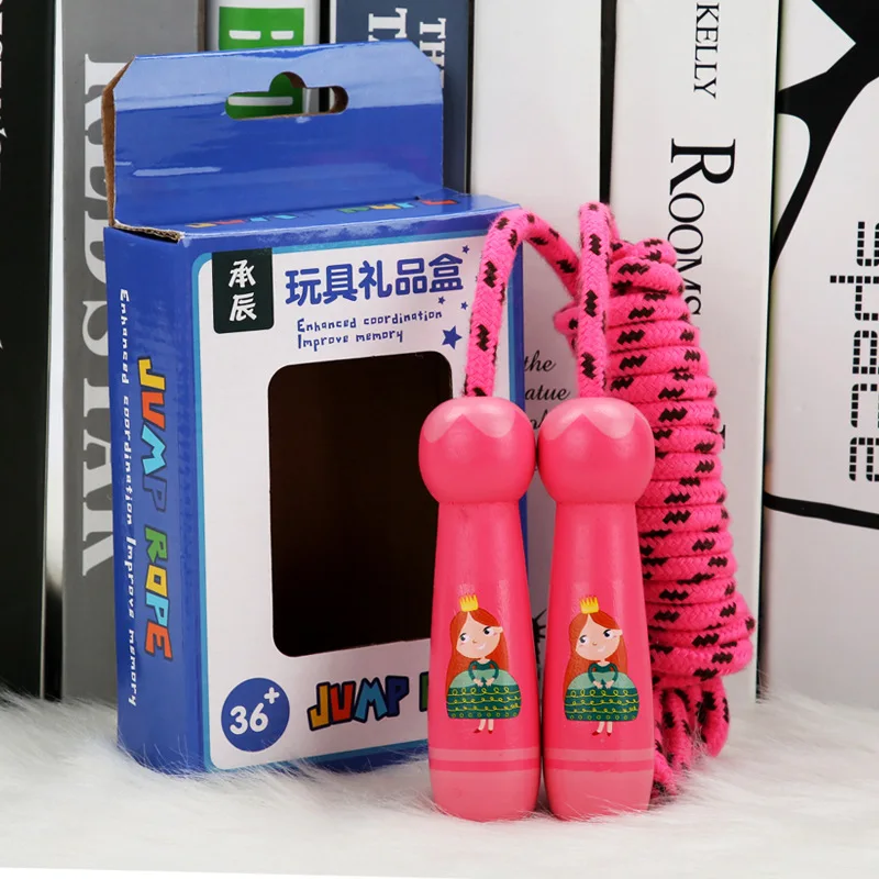 Best Selling 3m Long Skipping Rope Colorful Pattern Printing Wooden Handle Skipping Rope for Children Fitness