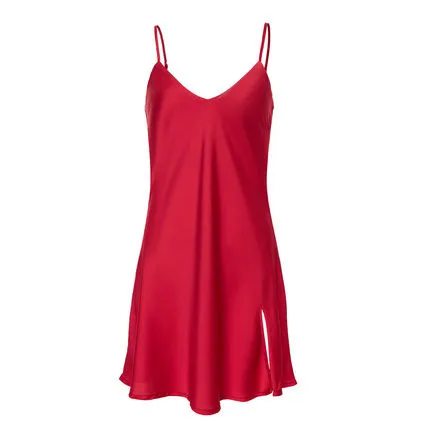 satin pyjamas Sexy slit nightgown pajamas sexy satin women slip dress
