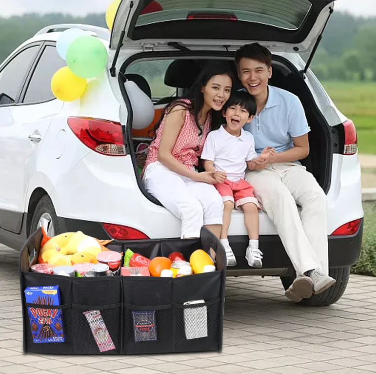 custom logo premium foldable car trunk organizer collapsible car storage bag multi-function toys organizer box