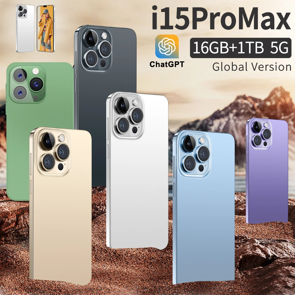Best 15 Pro Max 4G/5G Dual SIM Smartphone Unlocked 6GB+128GB True Memory HD US Version 8000mAh LTE Cell Phone Gaming 128GB ROM