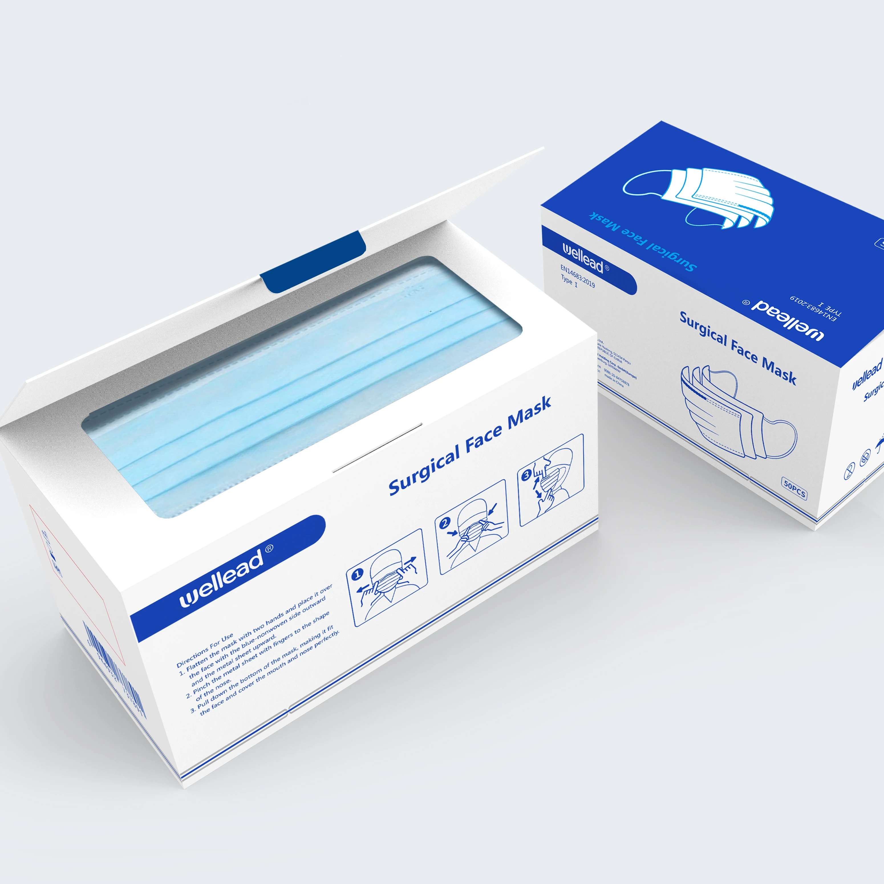 
Disposable Medical Surgical Face Mask CE Ear Loop & Tie on, 3 Ply, Non-woven fabric 