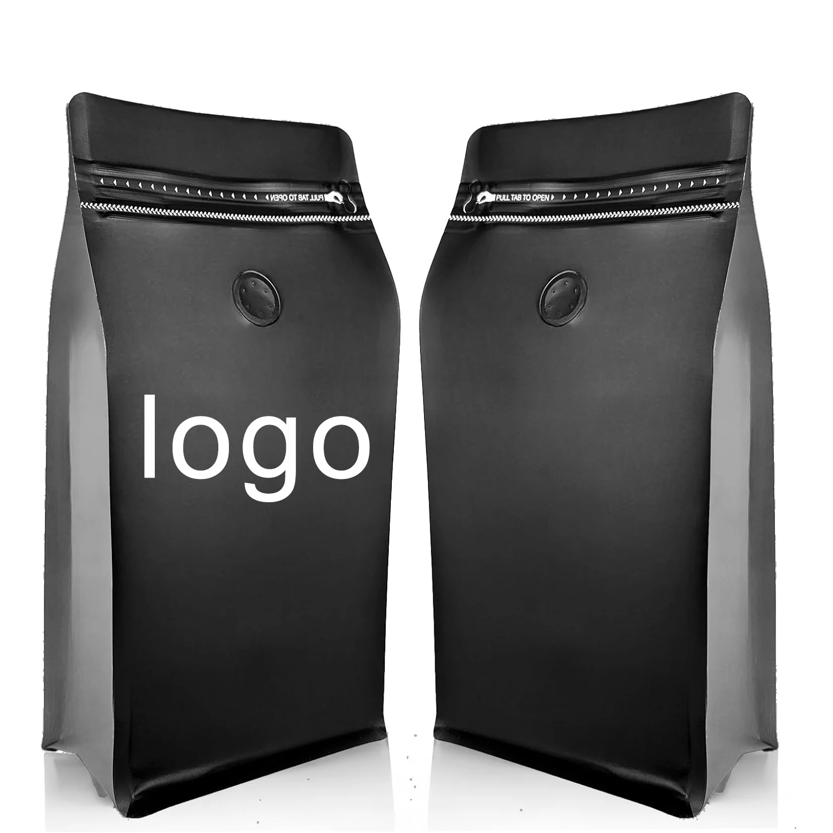 Wholesale 16oz Black Gray Coffee Beans Storage Bag Heat Seal Zipper Valve with Gravure Printing for Home Use