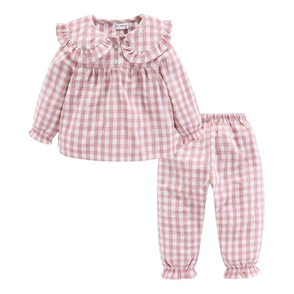 
Mudkingdom Warm Stylish Cheap Girls Pajamas Kids Plaid Sleepwear Cute pjs For Kids 