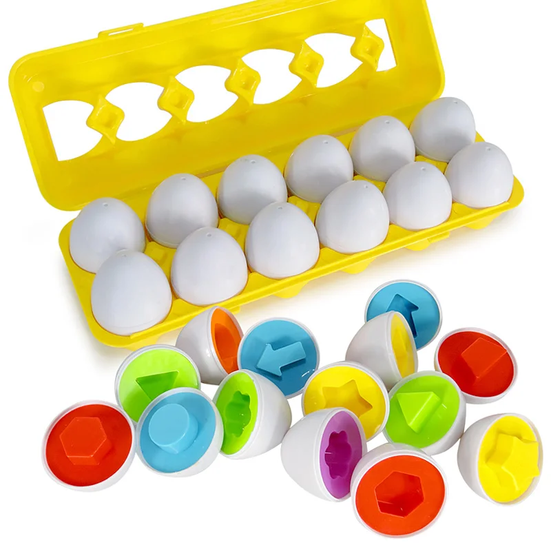Color & Shape Recoginition Sorter Puzzle Game Toddler Educational Montessori Learning Matching Egg Toy Set for Kids Easter Gift