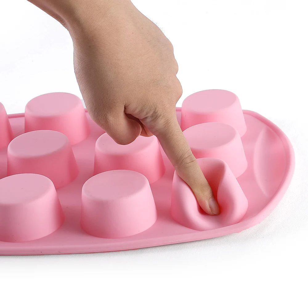 Reusable Top Mini Muffin Pan Silicone  12 Cups Cake Pan for Muffin TinsMicrowave Safe (Pink)