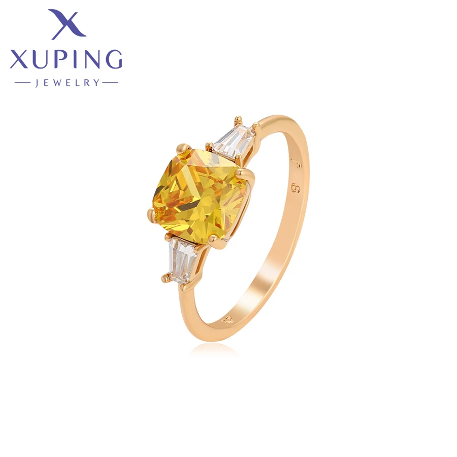 14R24061501 Xuping Jewelry Fashion Jewelry Rings With Yellow Square Zircon Diamond 18K Gold Plated Wholesale Women Dainty Ring