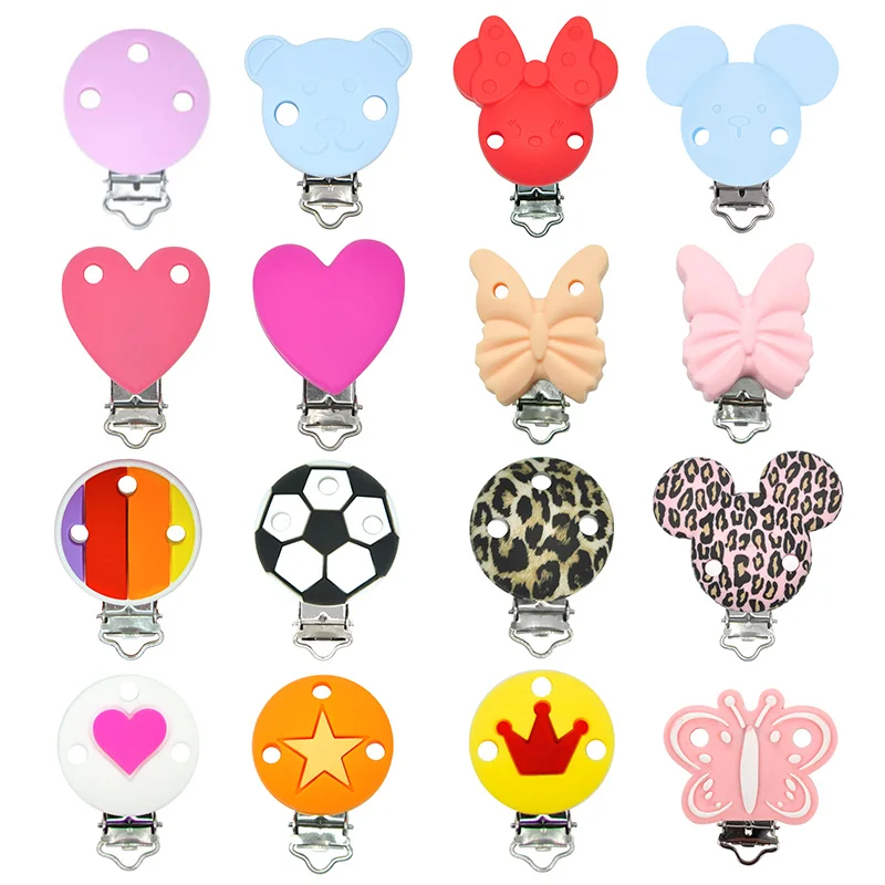 Wholesale Custom Pacifier Holder Clip DIY Personalized Baby Teething Silicone toy Chain Pacifier Clips