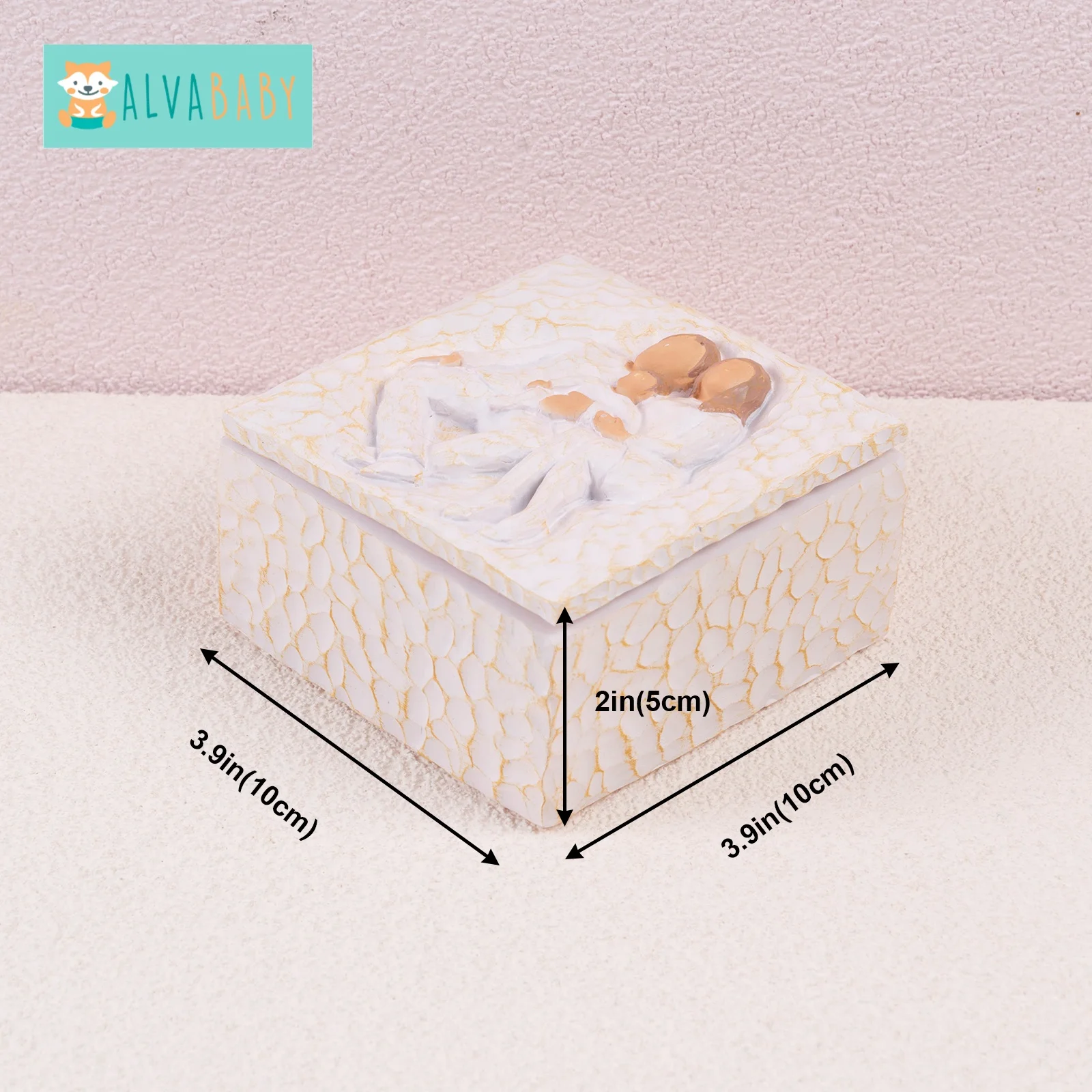 ALVABABY Sculpted Hand-Painted Keepsake Box Baby Tooth Keepsakes Boxes Souvenirs Gift Resin Crafts