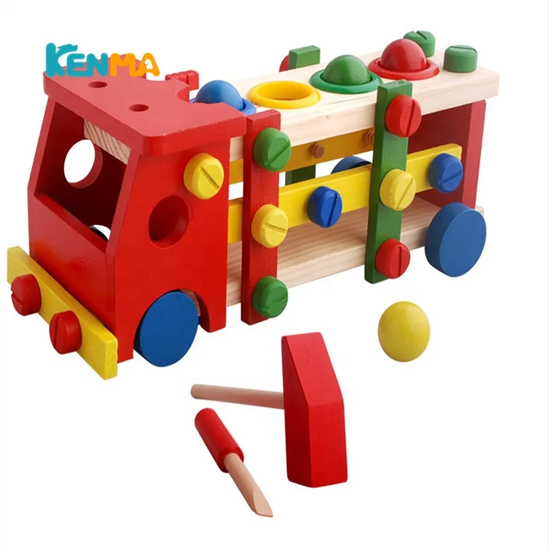Kids Take Apart Wooden Bus  Wooden Hammer and Ball STEM Developmental Fun Learning Montessori Toys