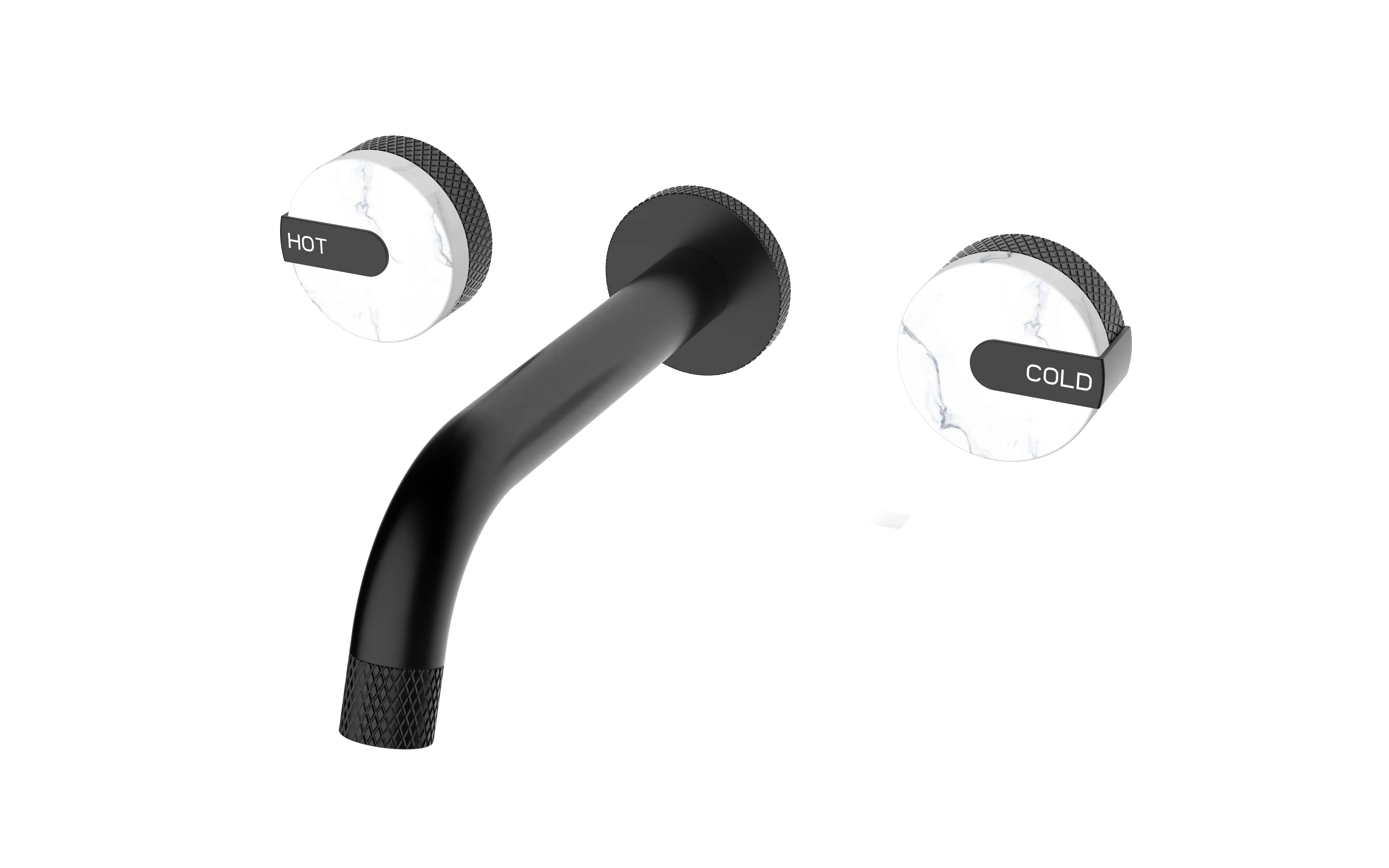 
matte black Wall Mounted three hole basin faucet with marble handle gold color faucet three hole bathroom taps faucet tapware 