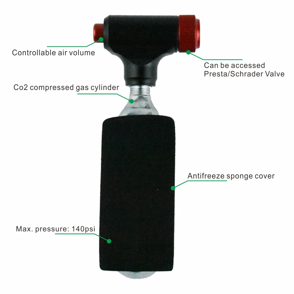 Unique Design CO2 Bike Pump with Press Button for Air Flow Control