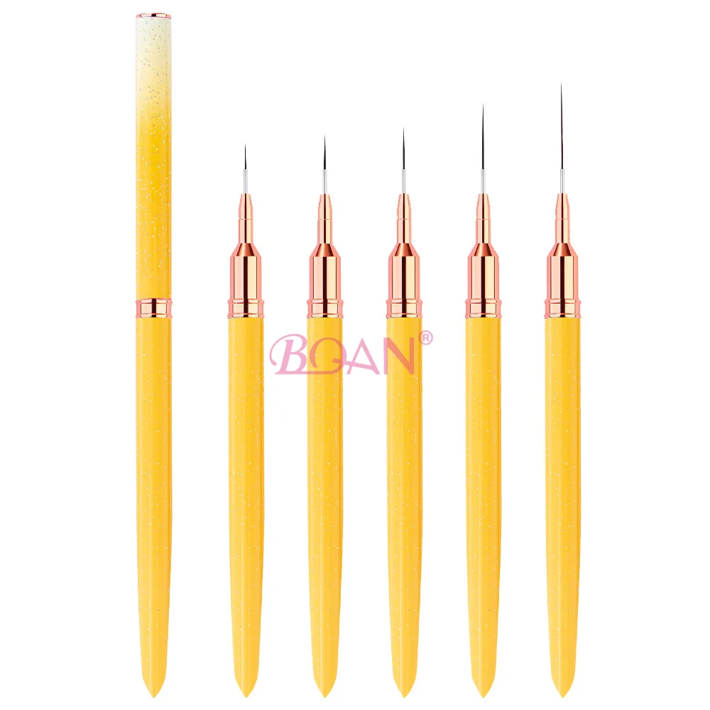 High Quality New Yellow Gradient Nylon Hair UV Gel Line Drawing Tool Liner Nail Art Brush With Custom Size