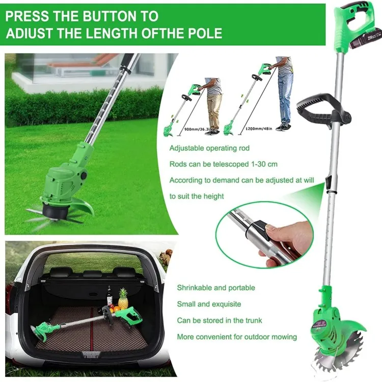 Garden Tools Lithium Battery Electric Rechargeable Grass Cutter With 2 Batteries