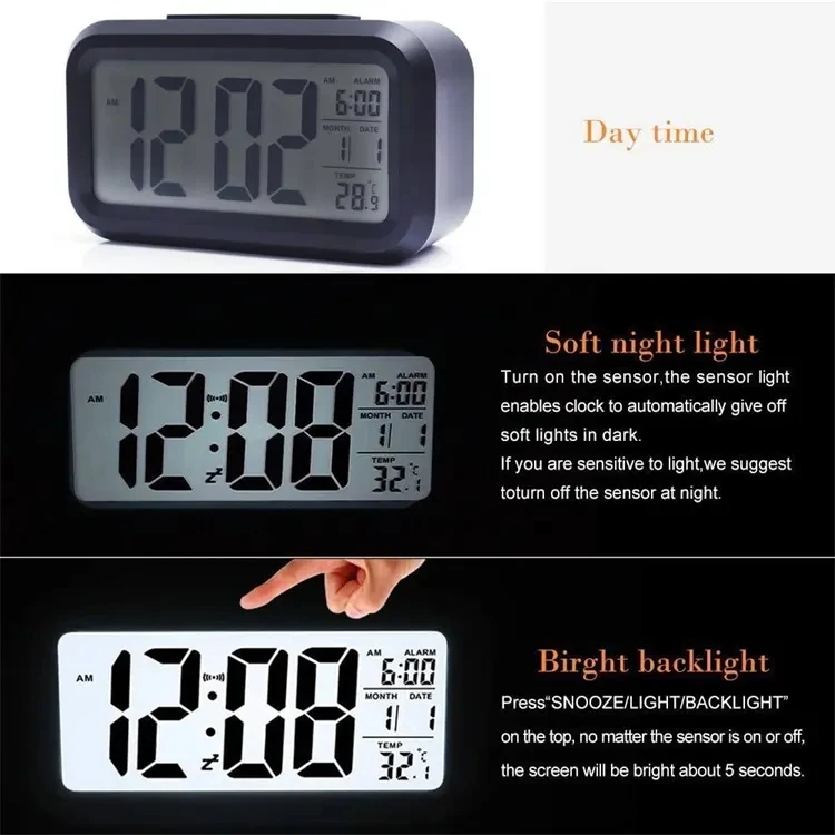 Manufacturer New Design Hot Sell Indoor Use Digital Thermo Hygrometer electric table clock OEM LED table clock