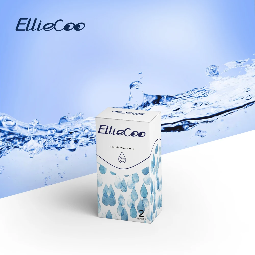 Мягкие контактные линзы для глаз Elliecoo прозрачные ежемесячные