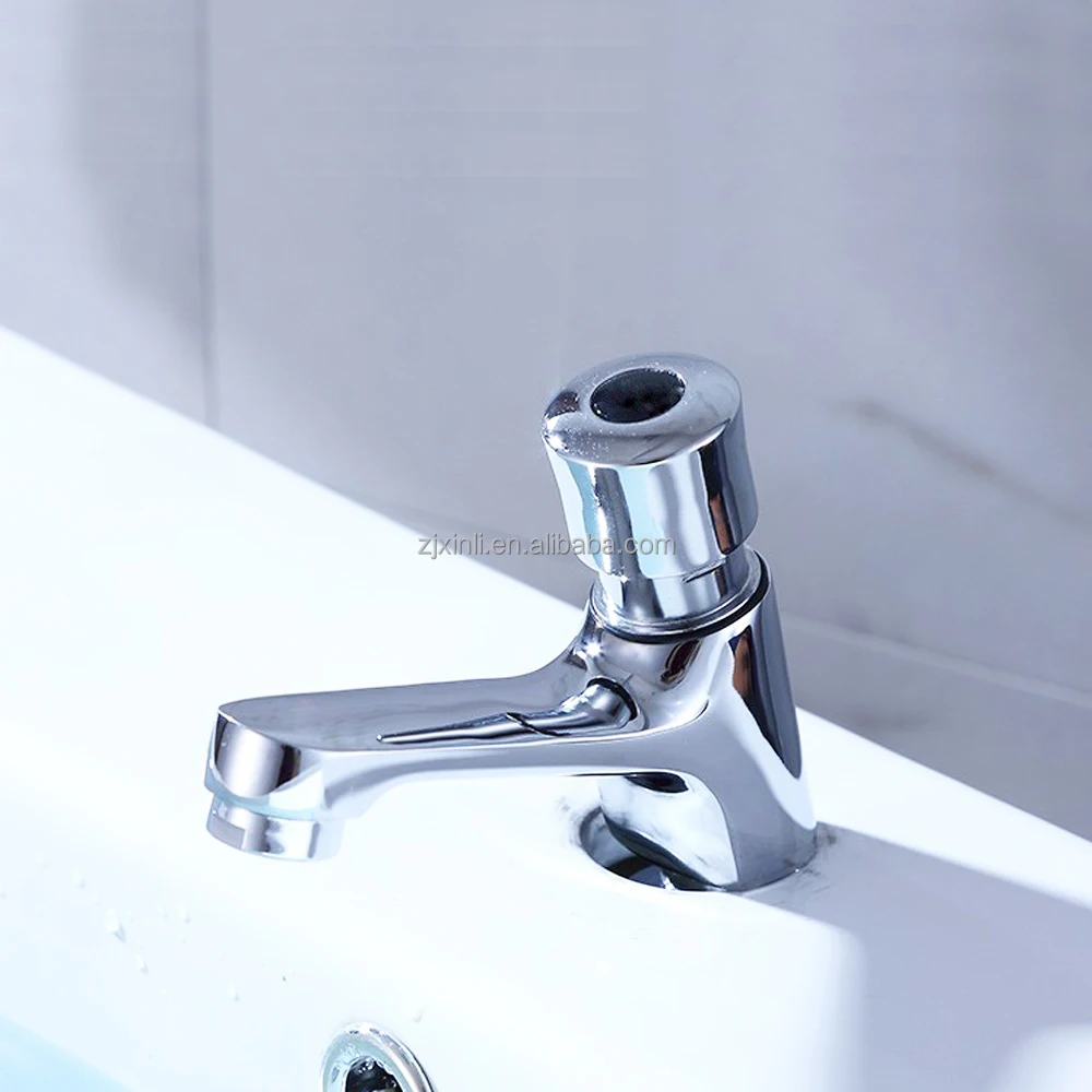 X10087 Deck Mounted Chrome Brass Material of Self Closing Time Extended Tap