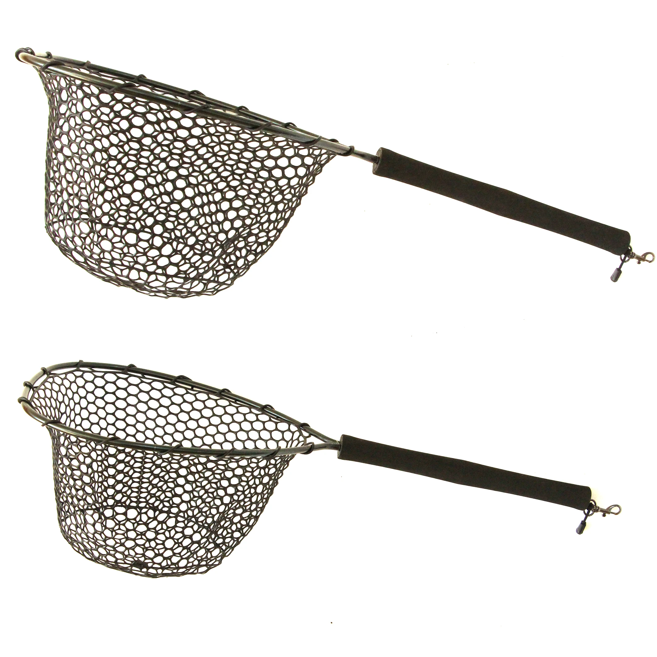 Selco 40cm Fish Landing Net  Rubber Sinking Coating Mesh  Handle with Elastic Rope Fishing Mesh fly fishing Landing Net Rubber