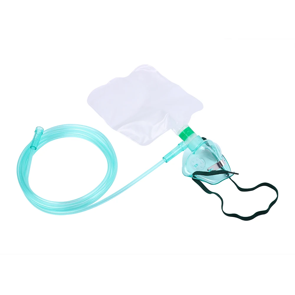 High-efficiency oxygen mask with large reservoir bag ensuring consistent oxygen supply for critical care