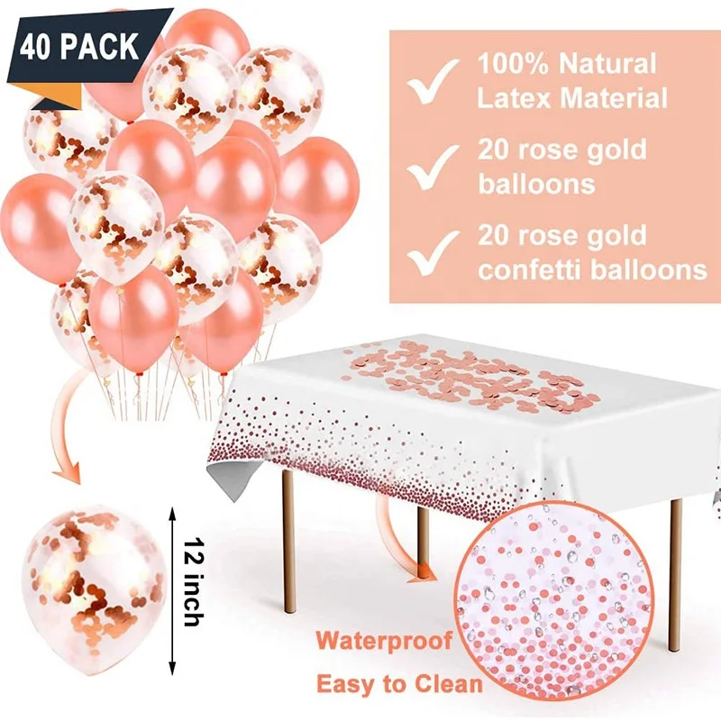 RUI YI 216 PCS 25 Guests Elegant Rose Gold Paper Plates Rose Gold Party Plates party dinnerware set