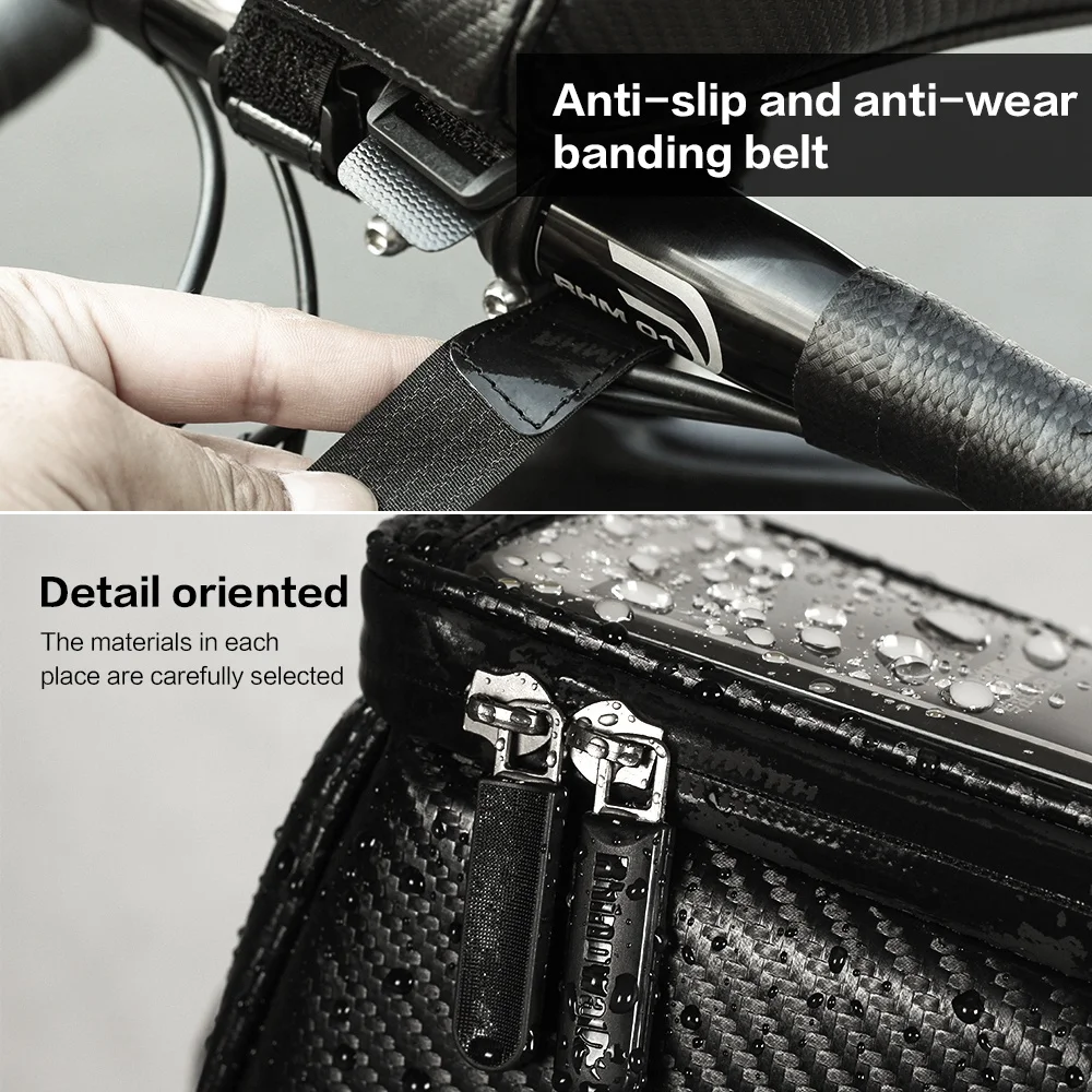 Bike Phone Bag, Rhinowalk Cycling Waterproof Front Frame Bike Storage Bag with Touch Screen
