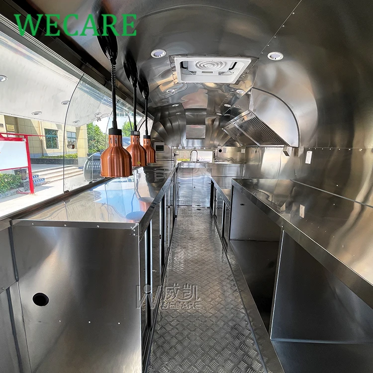 Wecare mobile fast foodtruck food truck with full kitchen catering pizza food trailer for sale usa