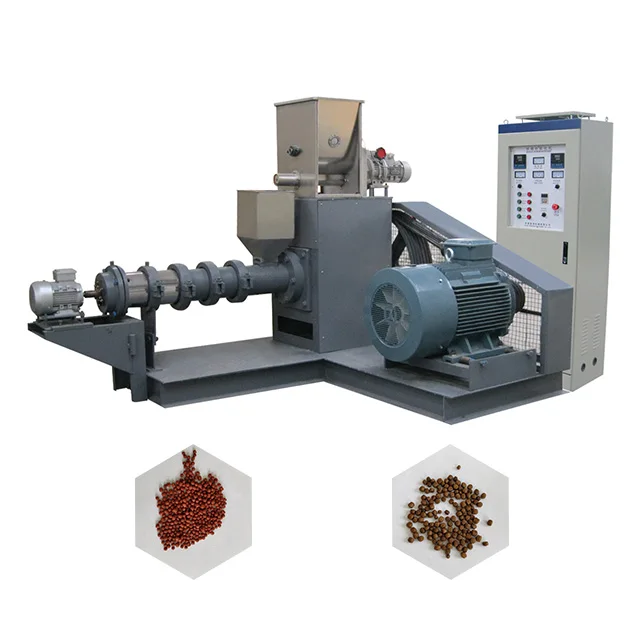 Floating Fish Feed Extrusion Machinery Twin Screw Animal Fish Food Pellet Make Extruder