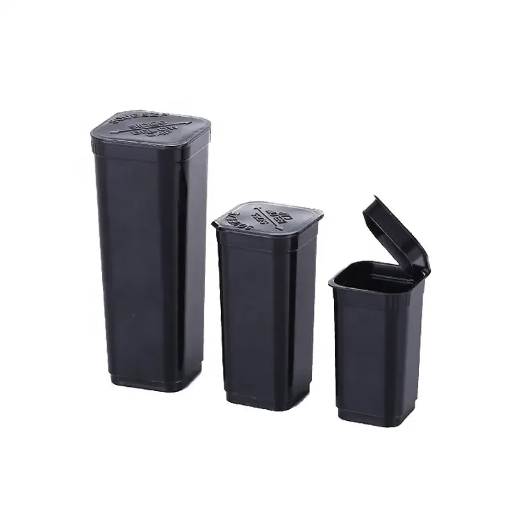 Recyclable Childproof Food Containers Plastic PP Black Pill Candy Pop Top Vial Square Squeeze Bottle