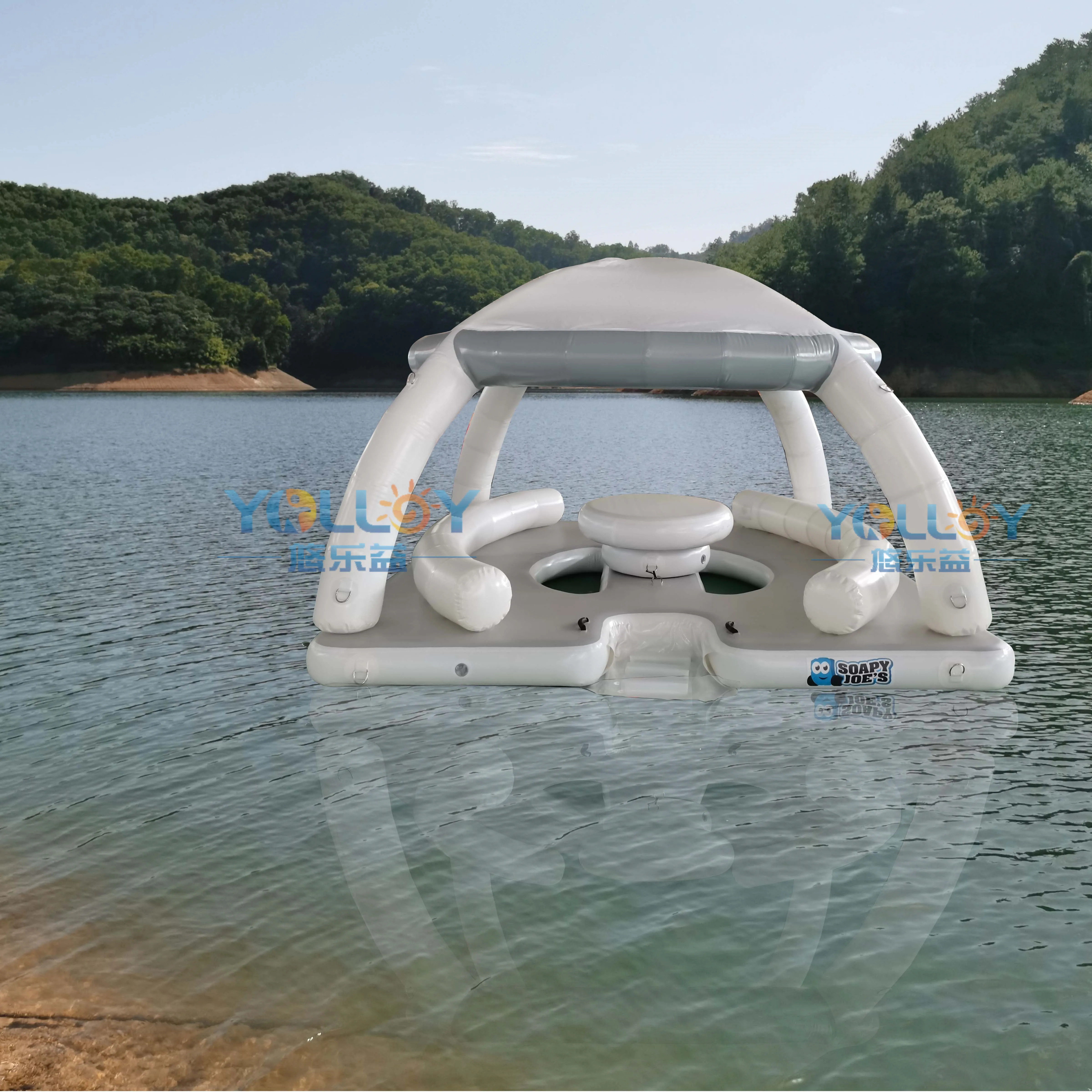 AquaBanas Floating Party Dock Platform Inflatable Island With Bana Tent