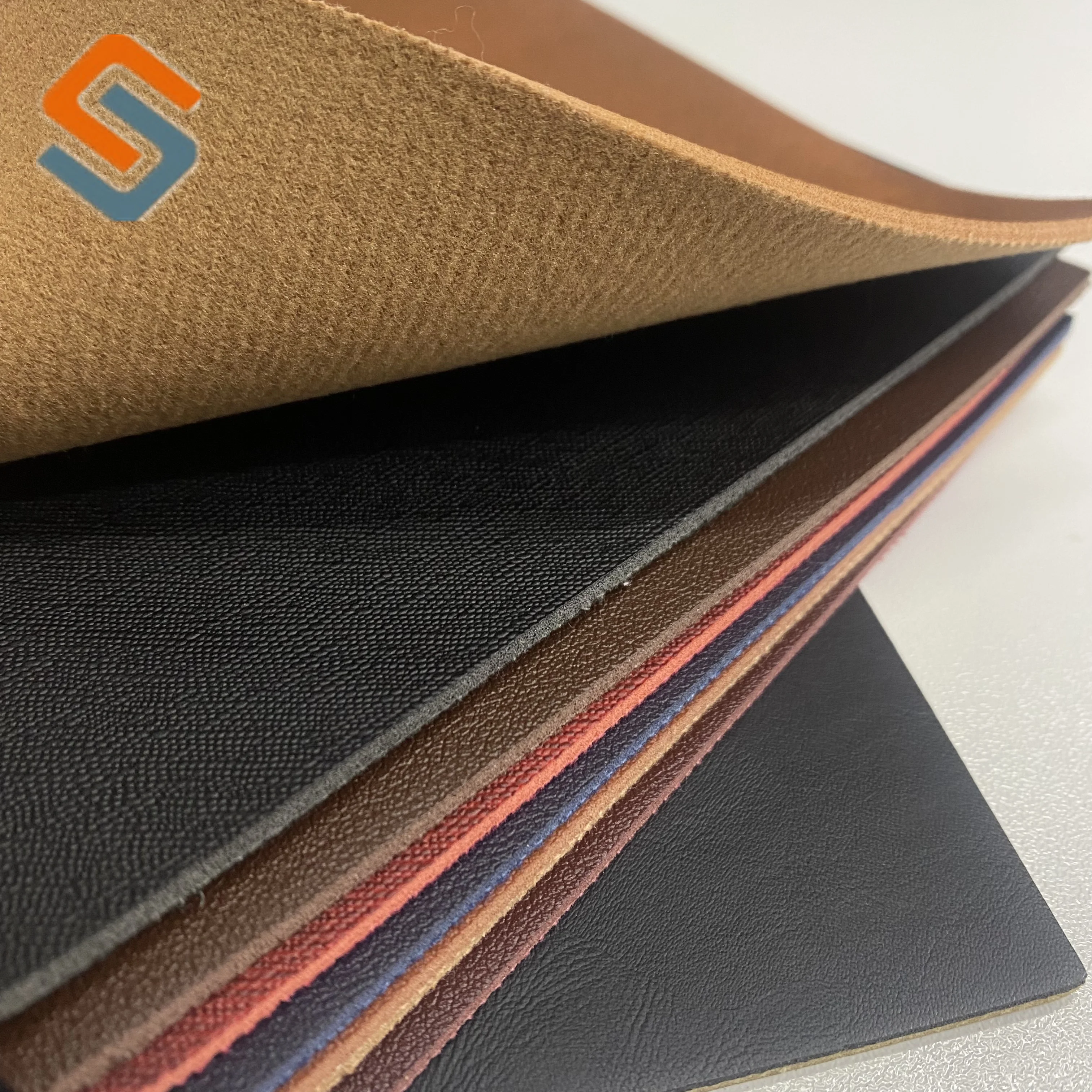 Durable 2.4mm thickness pvc saffiano synthetic leather fabric for making footwear