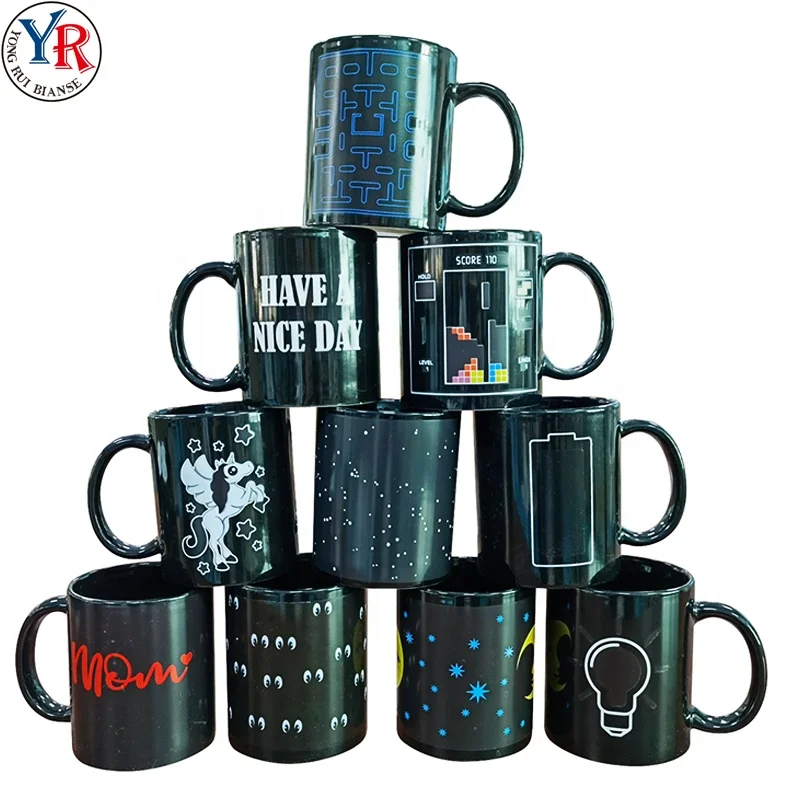 Eco Friendly Printed Logo Coffee Mug Design 11oz sublimation  Heat Color Changing Ceramic Cup Magic Mug Custom