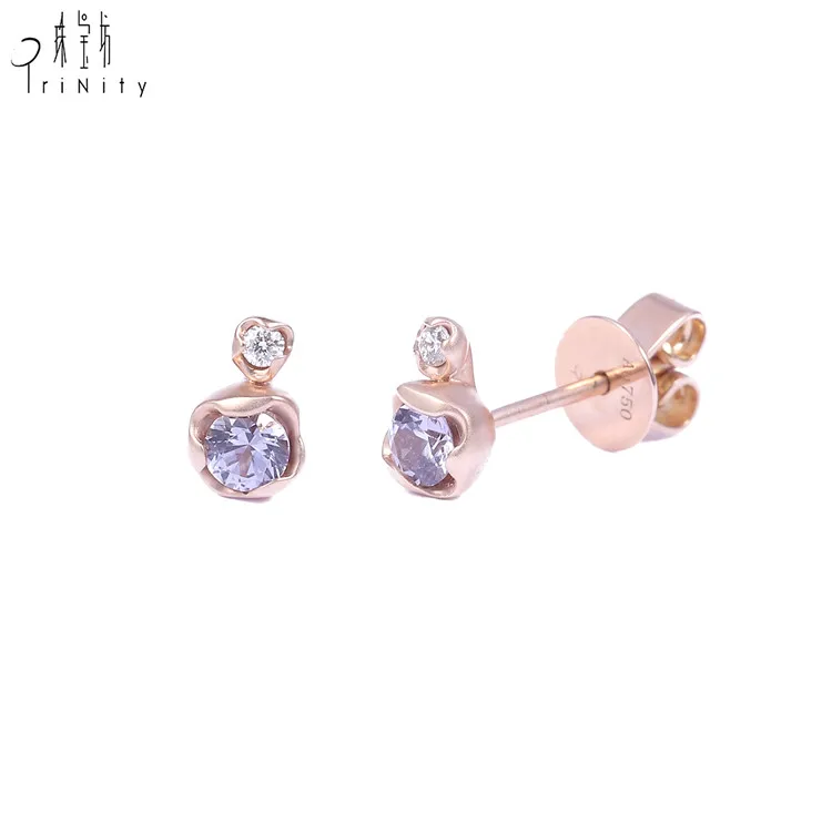 High quality fashionable eternal earrings 18k genuine gold natural diamond studded earrings for women