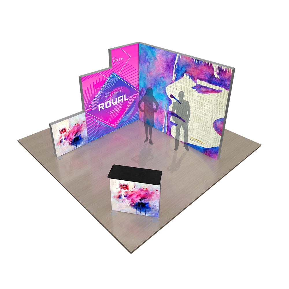Aluminum Frame Stretch Fabric Foldable Display Banner Trade Show Booth Led Light Box Exhibition Stand