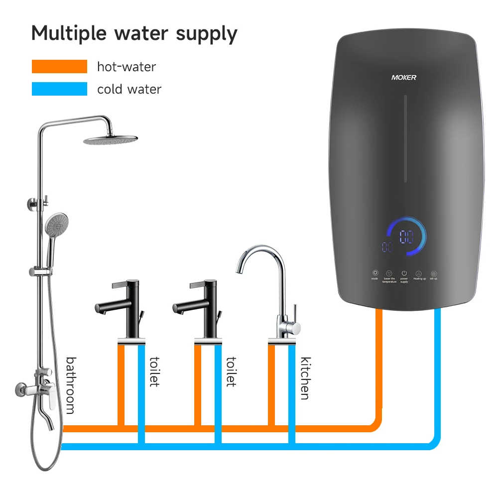 chauffee eau douche ELCB 230V On Demand Hot Water Heater Electric Instant Shower Water Heater Tankless Geyser