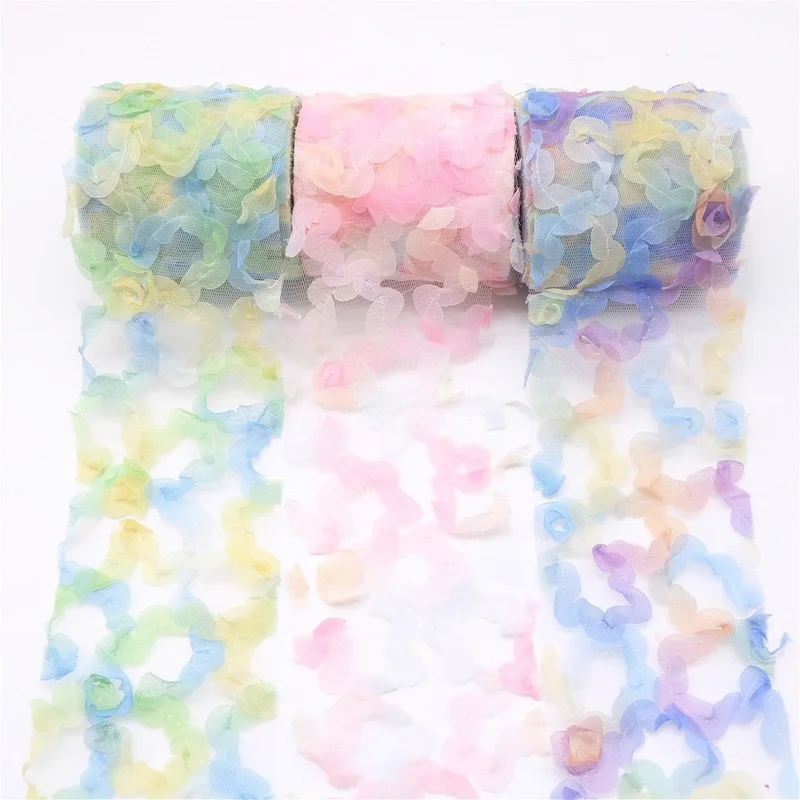 Flower Tulle Mesh Ribbon Colorful Organza Tape DIY Crafts Gifts Bow Handmade Sewing Fabric Material
