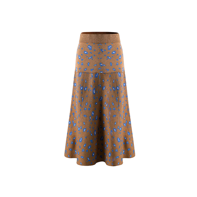 
Wholesale high quality oem custom pattern wool maxi long sweater skirt 