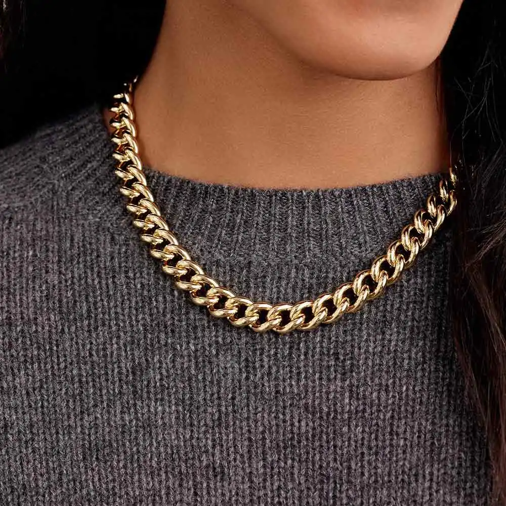 Manufacturer gold filled necklace cuban link chain tarnish free wholesale bijoux plaqu or 18k gold plated jewelry joyas