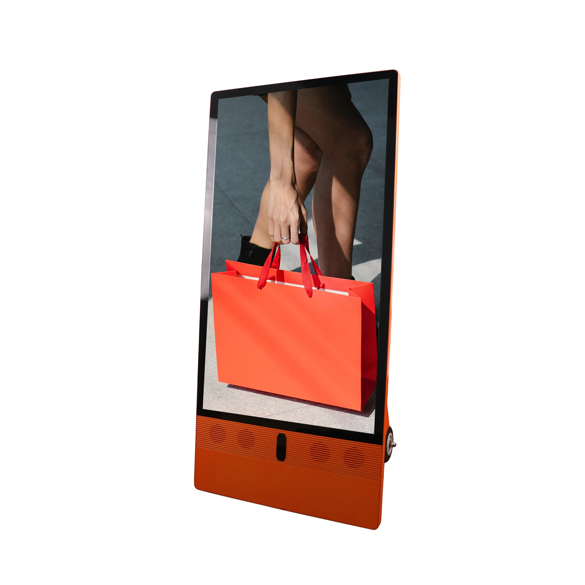 Portworld Outdoor Ads Player Portable Moveable Floor Standing Digital Signage Screen Advertising Player With Wheels