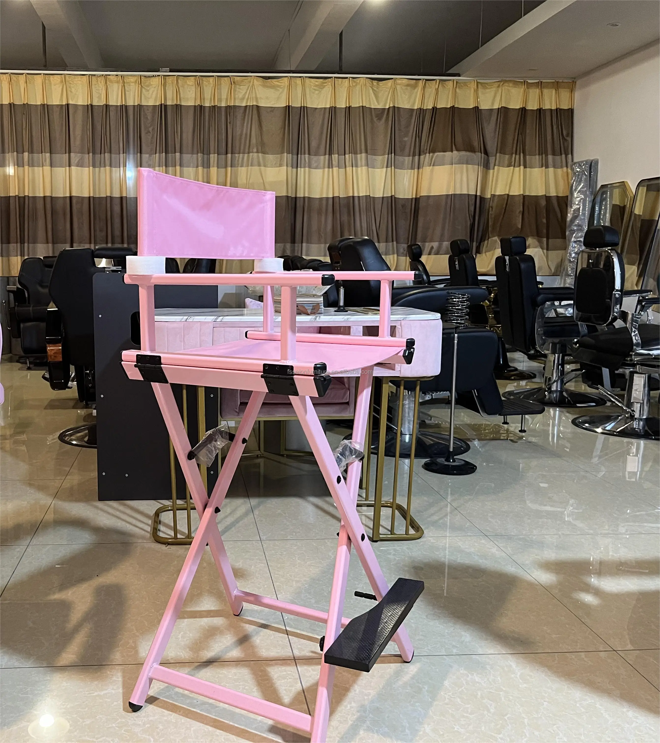 Pink Wholesale Good Quality Portable Barbershop Makeup Chair Outdoor Nylon Waterproof Folded Director Chair
