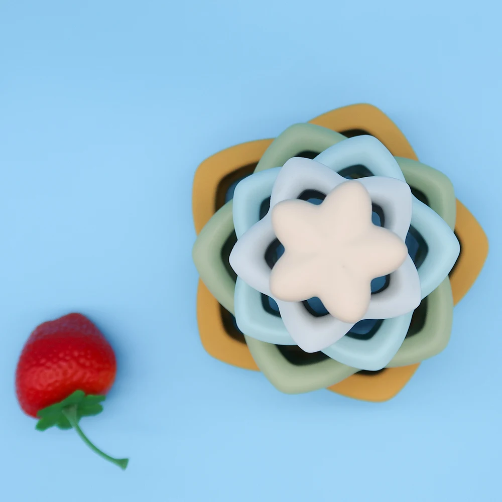 New BPA Free Educational Soft Building Blocks Baby Silicone Stacking Toys