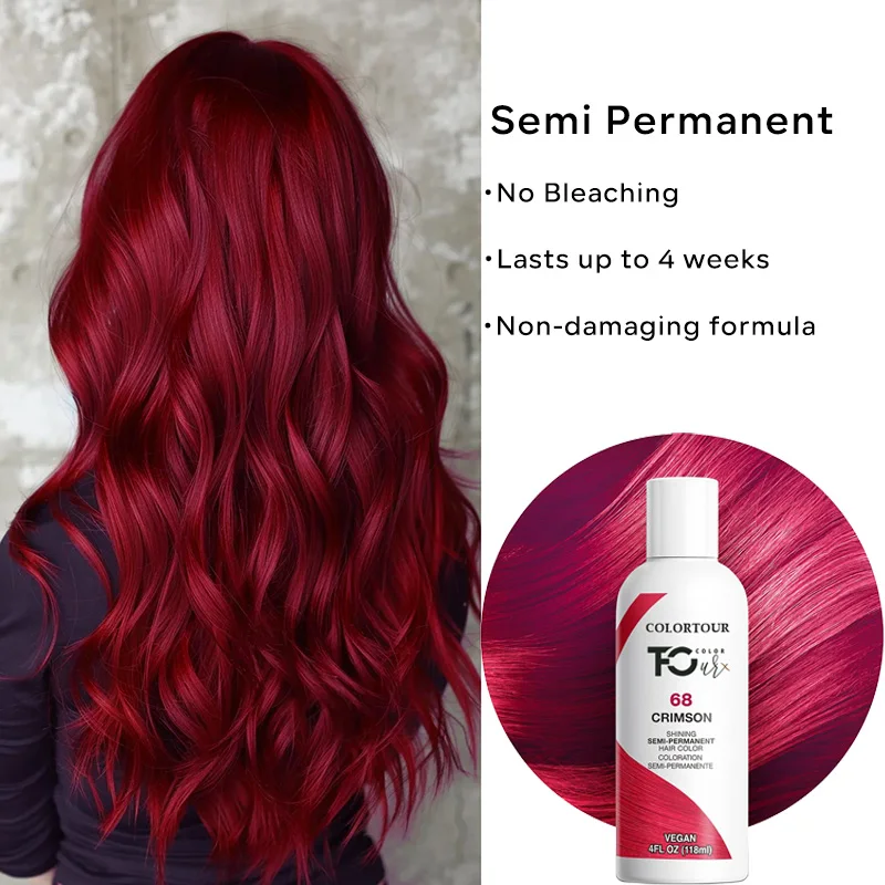 Wholesale Crimson Red Color semi permanent hair color dye for dark hair without bleaching